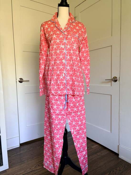 Malabar Bay Other - Malabar Bay Pink Starfish Print Cotton Pajama Set Ladies Size Small NWOT
